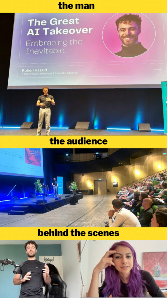 Conquering Nervousness - Actionable Strategies for Calm and Confident Public Speaking 6 Ruben Hassid speaking