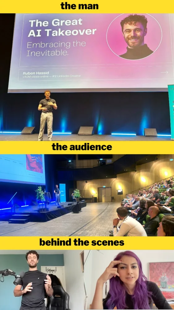 Conquering Nervousness - Actionable Strategies for Calm and Confident Public Speaking 6 Ruben Hassid speaking