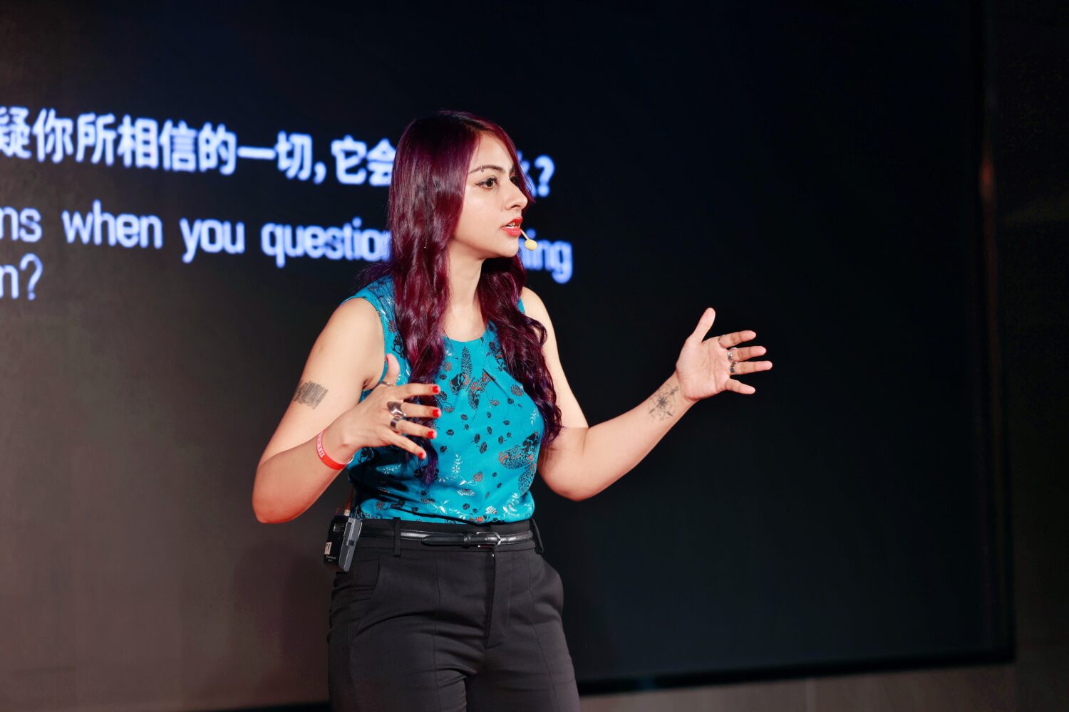 Nausheen Chen speaking on TEDx stage