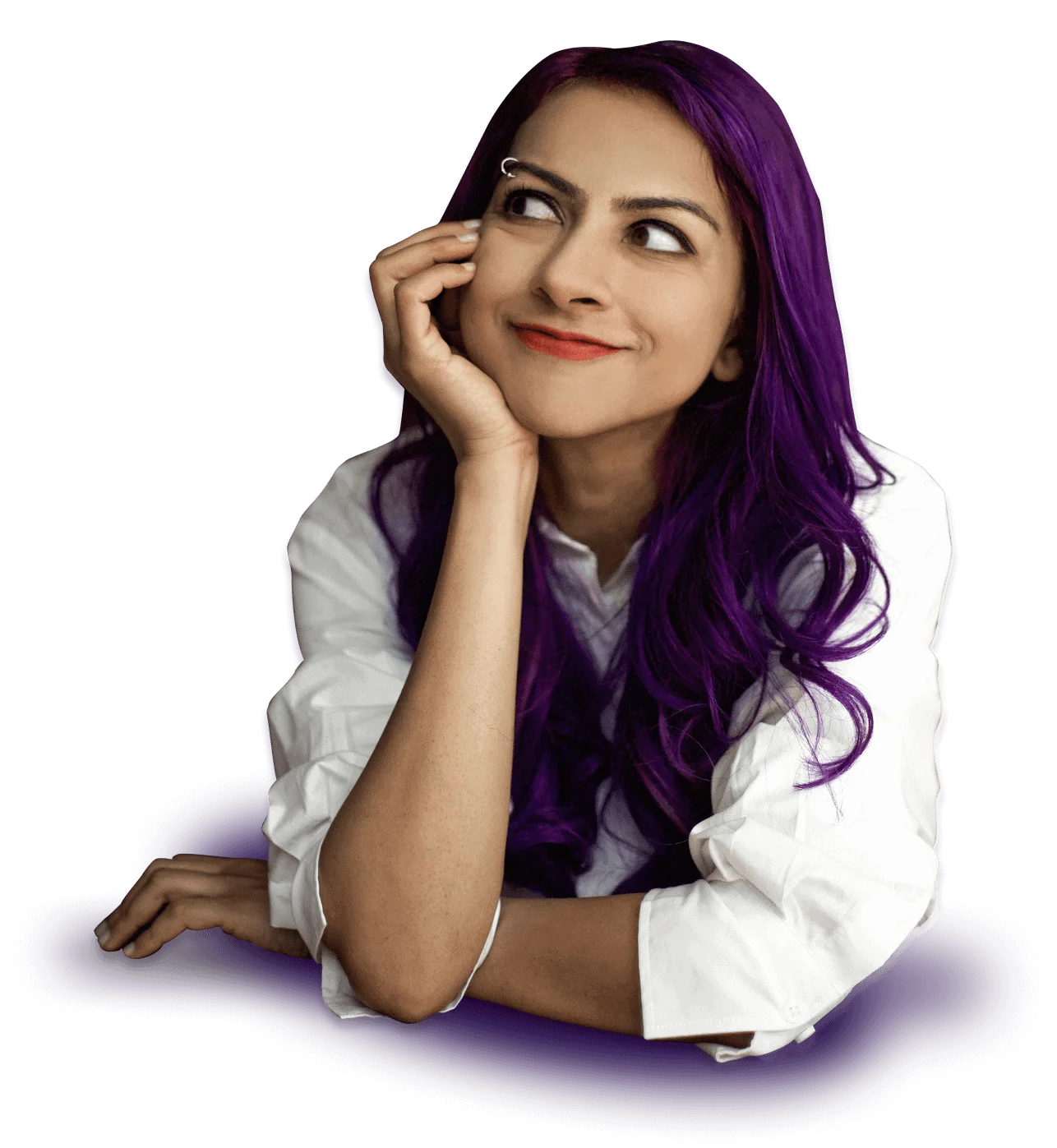 Nausheen I. Chen smiles and looks up thoughtfully